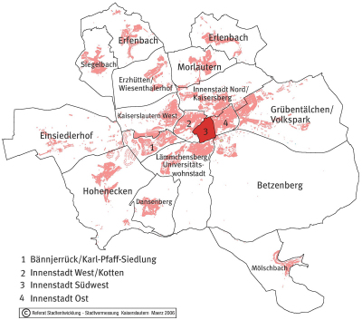 Der Ortsbezirk Innenstadt West auf der Stadtkarte