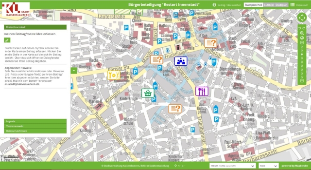 Auf dem Bild ist ein Screenshot des Beteiligungsportals zu sehen. © Stadt Kaiserslautern
