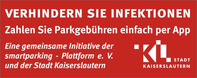 Der Aufkleber verweist auf die Nutzung der Park-Apps aus Gründen des Infektionsschutzes  © Stadt Kaiserslautern