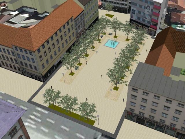 Ein erster Entwurf des neu gestalteten Schillerplatzes  © Stadt Kaiserslautern