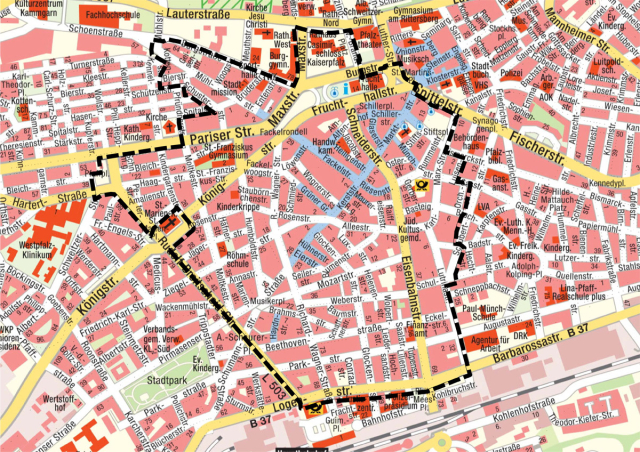 Gebietsabgrenzung Aktives Stadtzentrum © Stadt Kaiserslautern