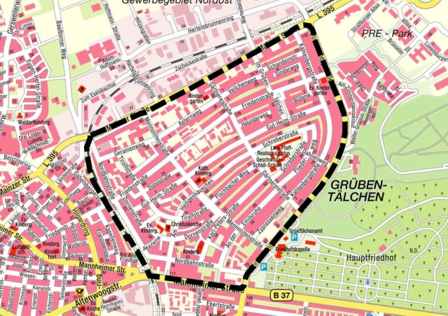 Gebietsabgrenzung Kaiserslautern-Ost, Grübentälchen © Stadt Kaiserslautern