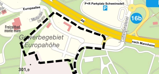 Lageplan des Gewerbe- und Dienstleistungsparks Europahöhe