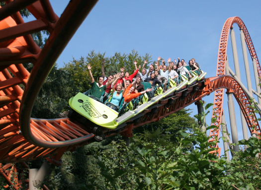 © Plopsaland Hassloch Aufnahme einer Achterbahnfahrt im Plopsaland Hassloch © Plopsaland Hassloch