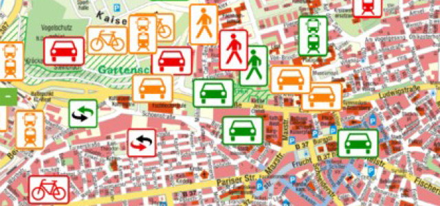 Stadtplan für die Online-Bürgerbeteiligung zum Mobilitätsplan Klima+ 2030