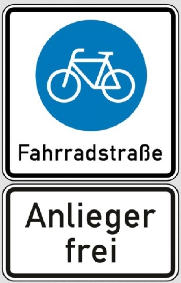 Das Bild zeigt das Straßenschild für Fahrradstraßen.